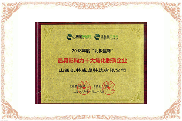 2018 年度十大焦化脫銷企業